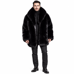 Men’s Black Fox Fur Jacket – Luxury Winter Outerwear