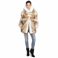 Coyote Fur Jacket with White Fox Fur Trim