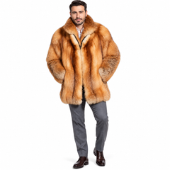 Luxury Golden Fox Fur Jacket for Men – Premium Winter Fashion & Timeless Elegance