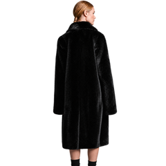Women’s Black Faux Fur Coat – Luxury Long Winter Fur Jacket