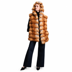 Luxury Fox Fur Hooded Vest for Women – Warm & Stylish Winter Outerwear