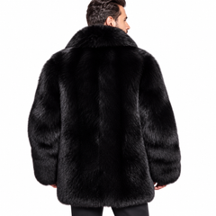 Men’s Black Fox Fur Jacket – Luxury Winter Outerwear