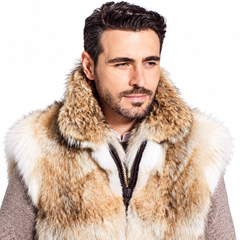 Men’s Luxury Natural Coyote Fur Vest with Zipper Closure