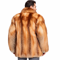 Luxury Golden Fox Fur Jacket for Men – Premium Winter Fashion & Timeless Elegance
