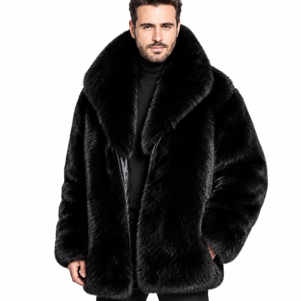 Men’s Black Fox Fur Jacket – Luxury Winter Outerwear
