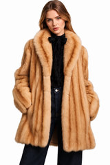Women’s Luxury Faux Fur Coat – Warm Winter Longline Outerwear (Camel)