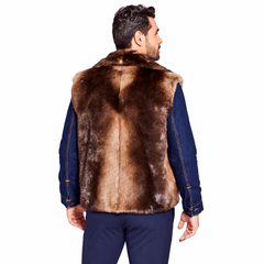 Men’s Luxury Brown Otter Fur Vest with Zipper Closure