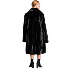 Women’s Luxury Black Mink Fur Long Trench Coat