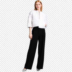 Women's White Faux Fur Cropped Jacket