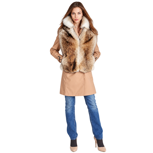 Women’s Coyote Fur Vest with Luxurious Fur Collar