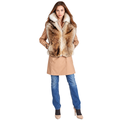 Women’s Coyote Fur Vest with Luxurious Fur Collar