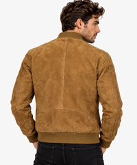 Men's Brown Suede Bomber Jacket