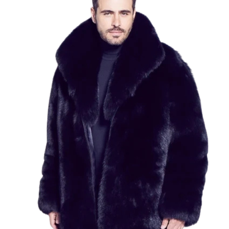 Men’s Black Fox Fur Jacket – Luxury Winter Outerwear