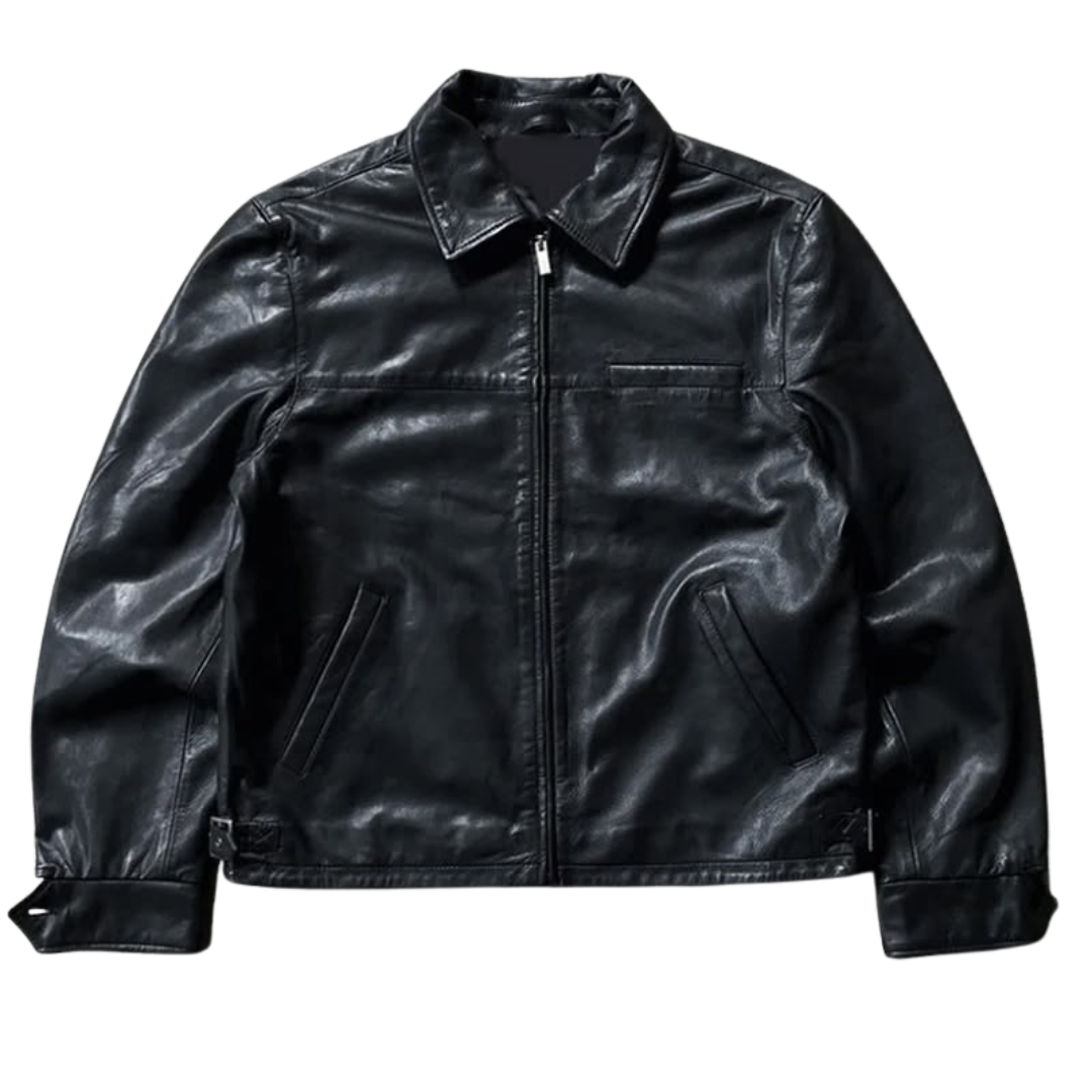 Men’s Black Leather Jacket & Pants Set – Premium Streetwear Outfit