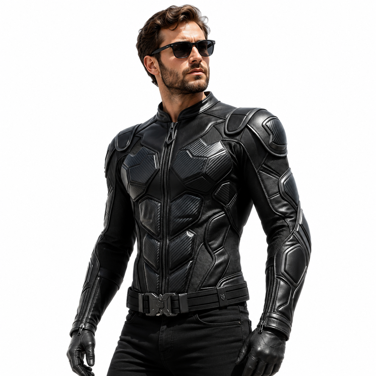 Men’s Black Armored Leather Motorcycle Jacket