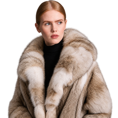 Women's Beige & Brown Faux Fur Hooded Coat
