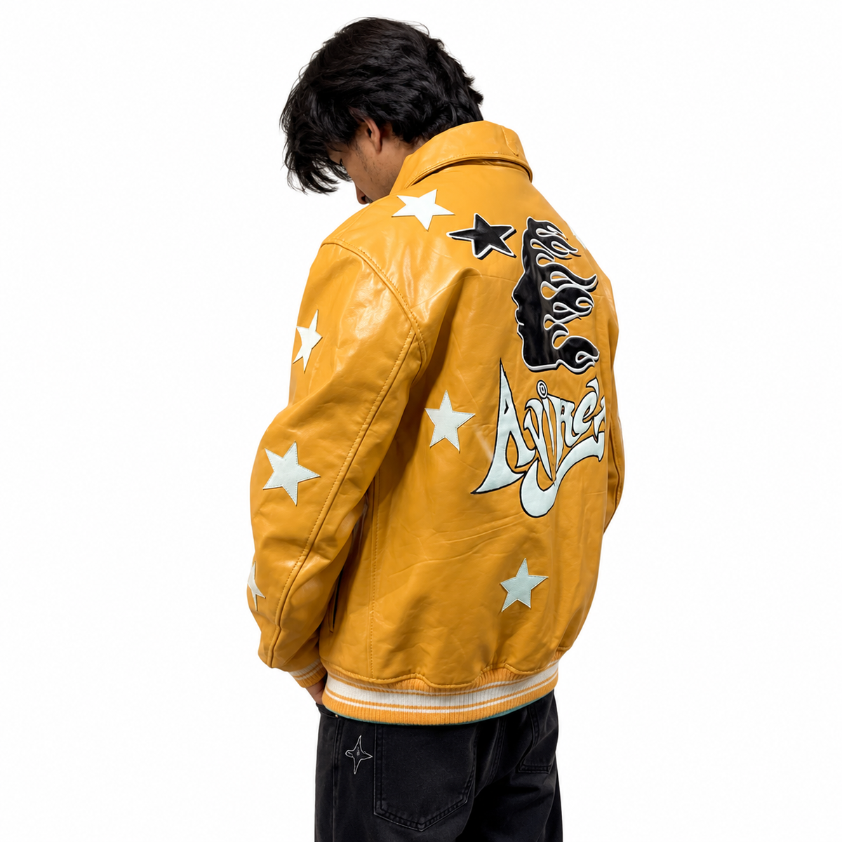 Men’s Yellow Leather Varsity Jacket – Bold Ape Graphic Design