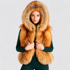 Women’s Luxury Golden Fox Fur Hooded Vest