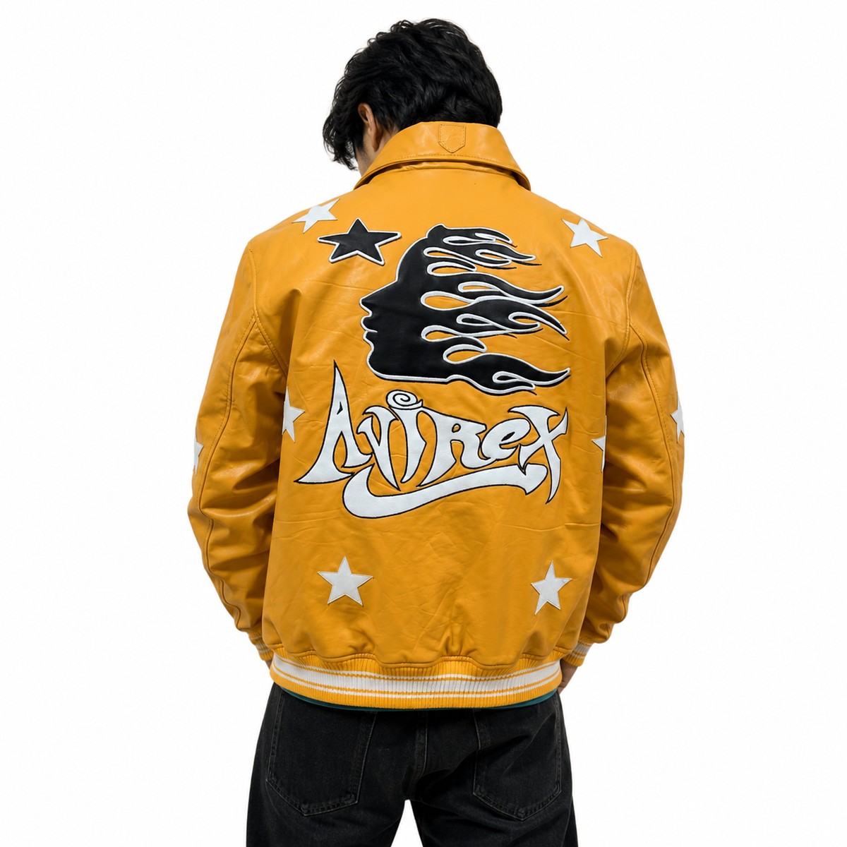 Men’s Yellow Leather Varsity Jacket – Bold Ape Graphic Design