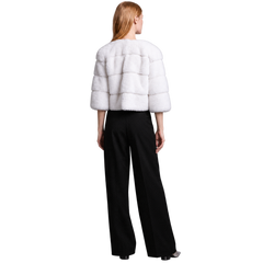 Women's White Faux Fur Cropped Jacket
