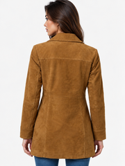 Kandis Women's Light Brown 3/4 Length Suede Coat