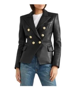 Balmain-Double-breasted-Leather-Blazer