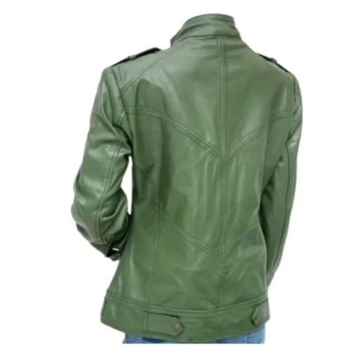 Green-Biker-Style-Leather-Jacket-For-Womens
