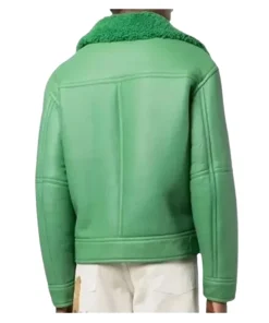 Holly Aviator Fern Green Biker Shearling Leather Jacket [MConverter.eu]