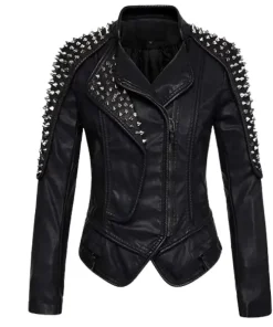 womenspunkstylishstuddedleatherjacket