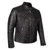 Men Black Full Quilted Leather Jacket