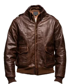 Men Bomber Brown Genuine Leather Jacket