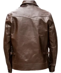 Men Cafe Racer Bomber Brown Genuine Leather Jacket