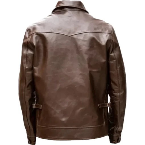 Men Cafe Racer Bomber Brown Genuine Leather Jacket