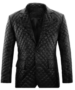 Men’s Black Quilted Leather Blazer