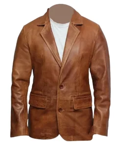 Men’s Brown Leather Blazer