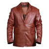 Mens Slim fit Brown Leather Blazer