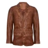 Men’s Tan Genuine Leather Blazer