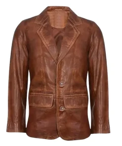 Men’s Tan Genuine Leather Blazer