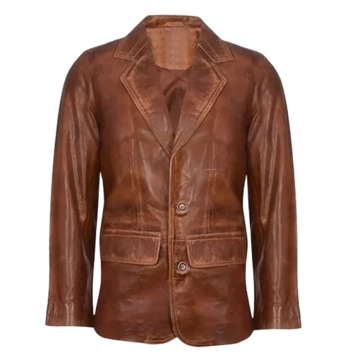 Men’s Tan Genuine Leather Blazer