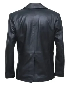 Men’s-Two-Buttons-Slim-Fit-Black-Leather-Blazer