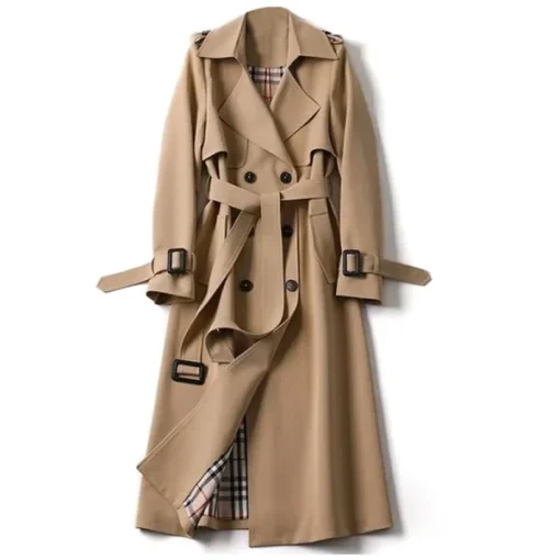 Womens-Brown-Wool-Trench-Coat