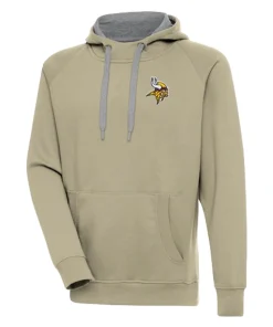 Minnesota Vikings Antigua Khaki Pullover Hoodie