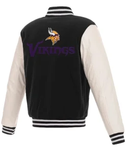 Minnesota Vikings JH Design Black & White Jacket With Leather Sleeves