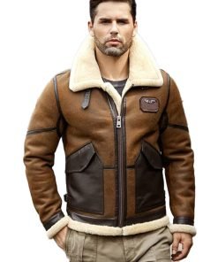 Men Flight Shearling Sheepskin Leather Jacket