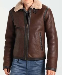 Mens Dark Brown Aviator Leather Jacket