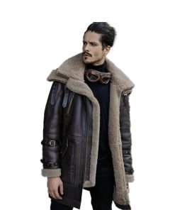 Men’s Shearling Aviator Fur Long Coat