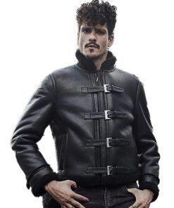 Men's Black Sheepskin Motorcycle Leather Jacket