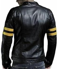 Men’s Stripe Biker Retro Leather Jacket