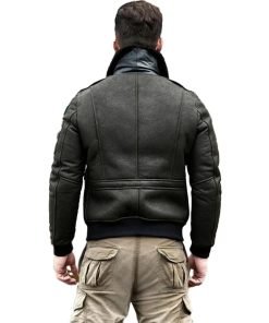 Men's Sheepskin Shearling Leather Bomber Jacket