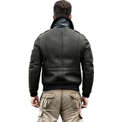 Men's Sheepskin Shearling Leather Bomber Jacket